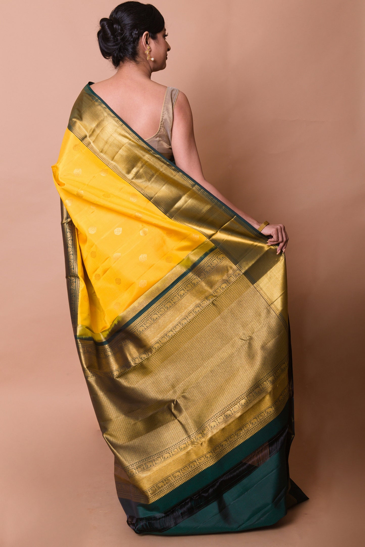 Kanchipuram Silk Butta Yellow Saree