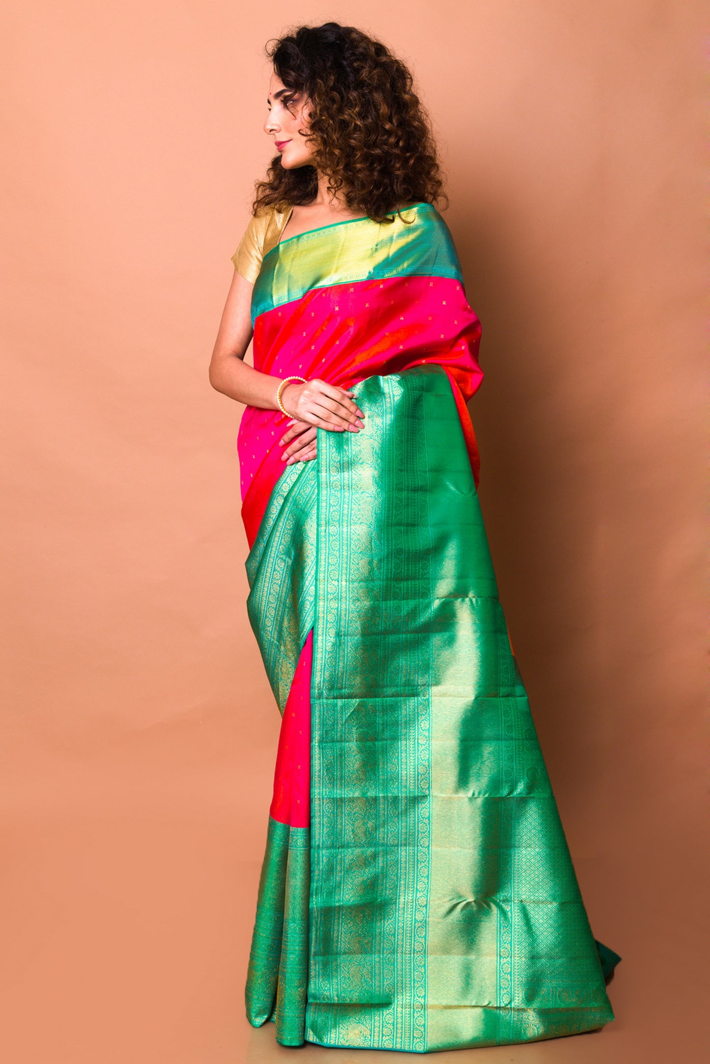 Kanchipuram Silk Butta Pink Saree