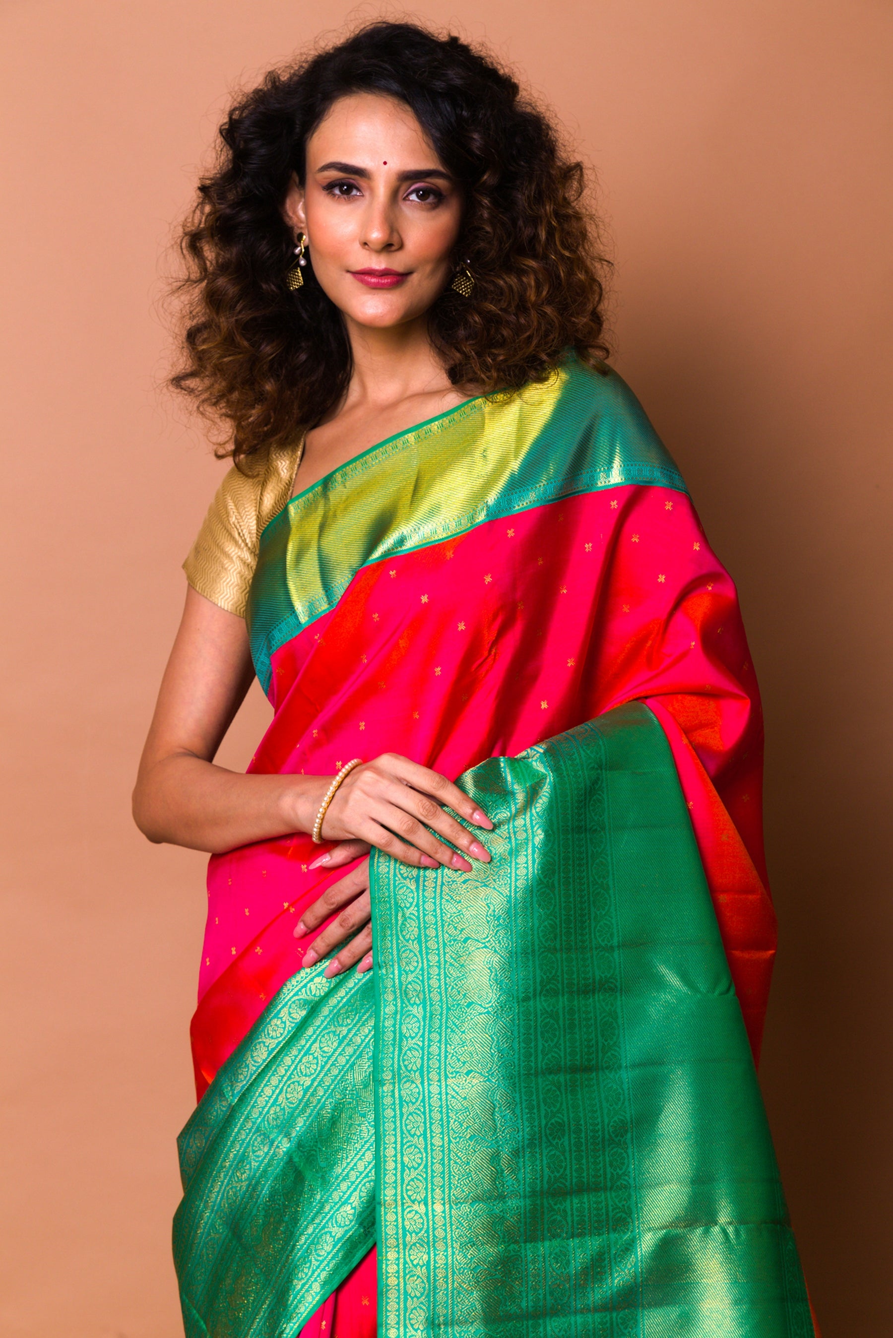 Kanchipuram Silk Butta Pink Saree