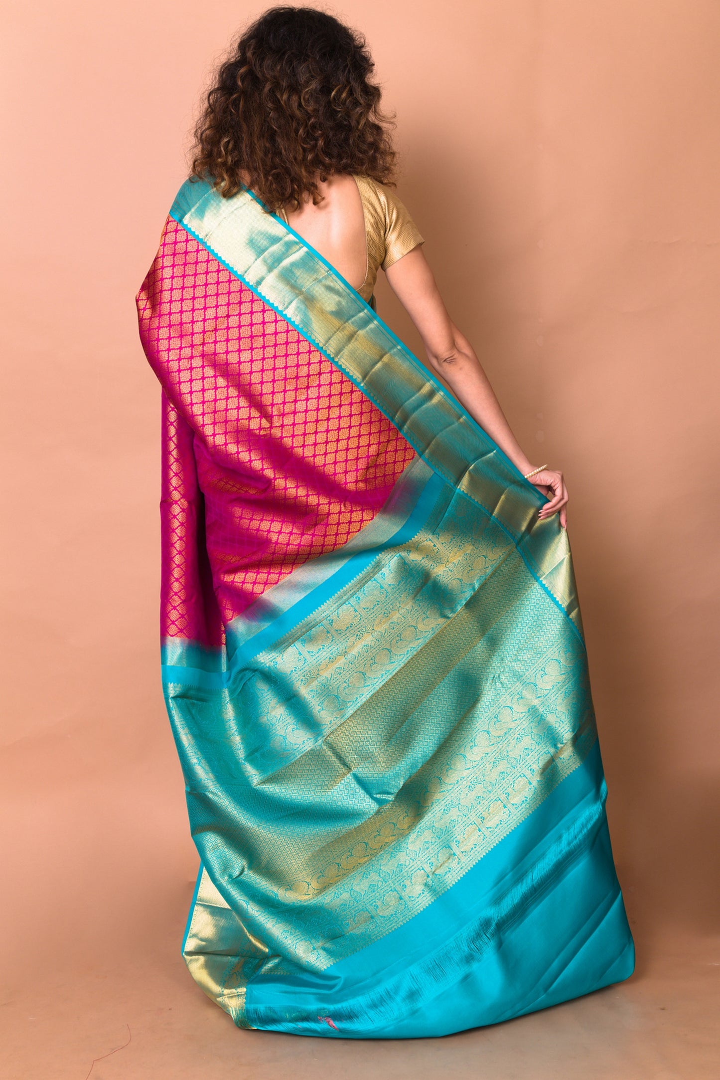 Kanchipuram Silk Brocade Pink Saree
