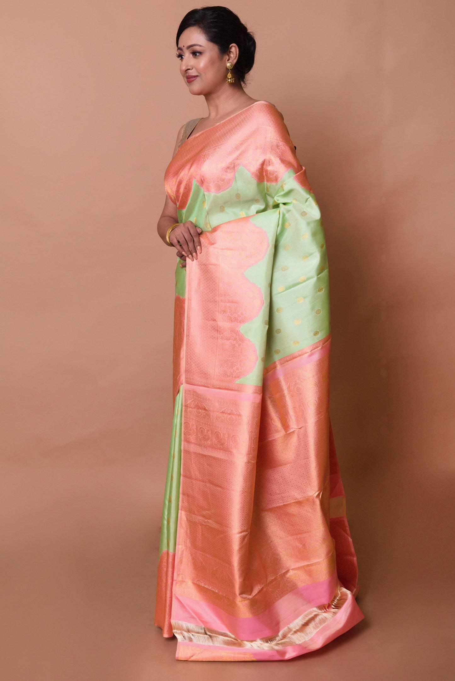 Kanchipuram Silk Butta Pista Green Saree