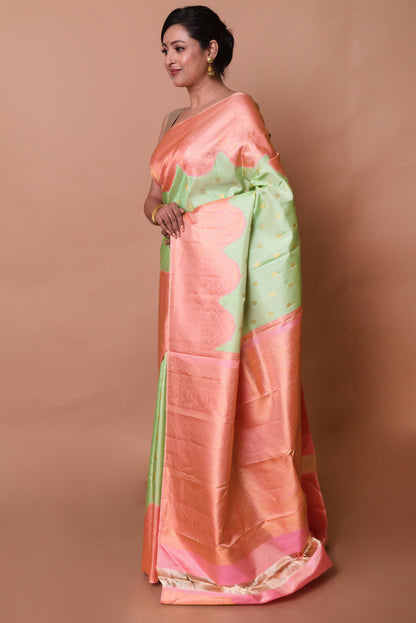Kanchipuram Silk Butta Pista Green Saree