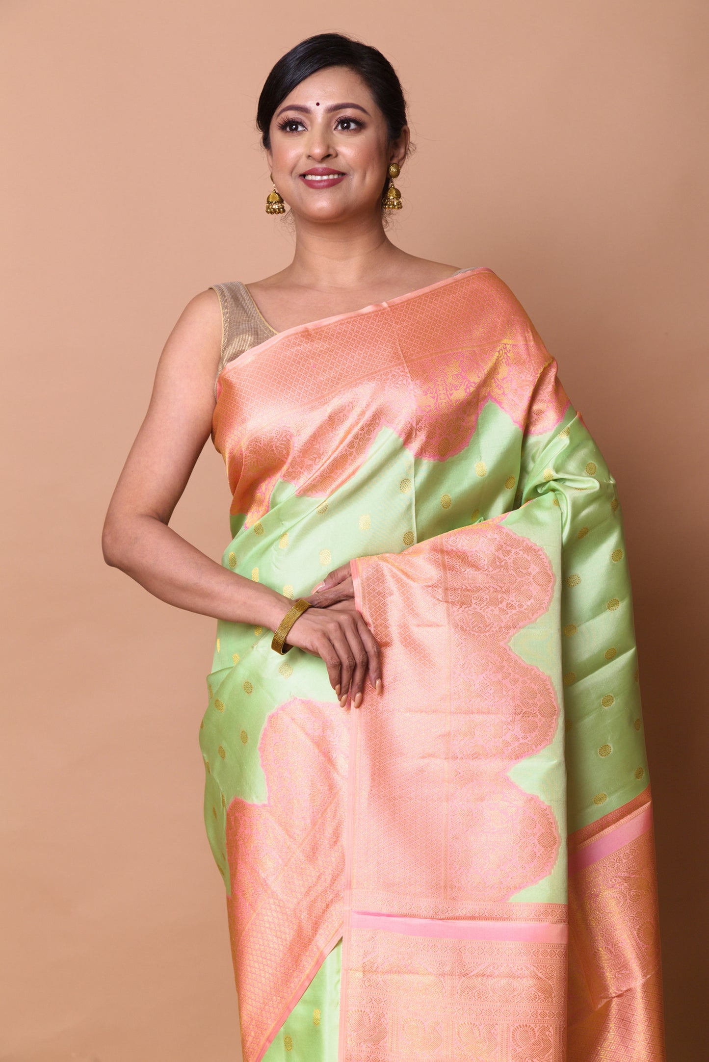 Kanchipuram Silk Butta Pista Green Saree