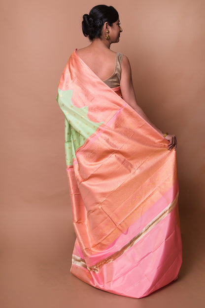 Kanchipuram Silk Butta Pista Green Saree