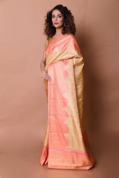 Kanchipuram Silk Butta Cream Saree