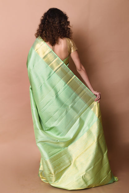 Kanchipuram Silk Brocade Pastel Green Saree
