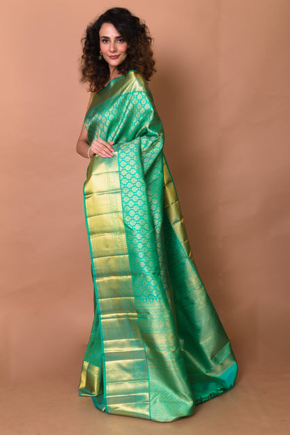 Kanchipuram Silk Brocade Sea Green Saree