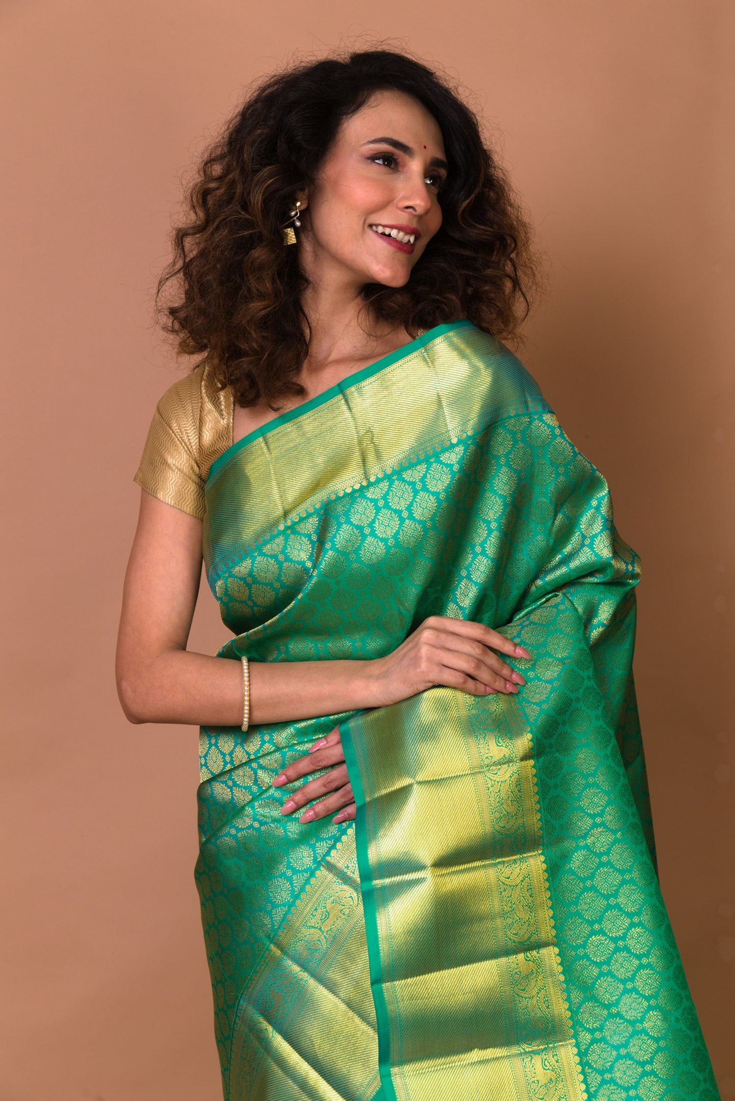 Kanchipuram Silk Brocade Sea Green Saree