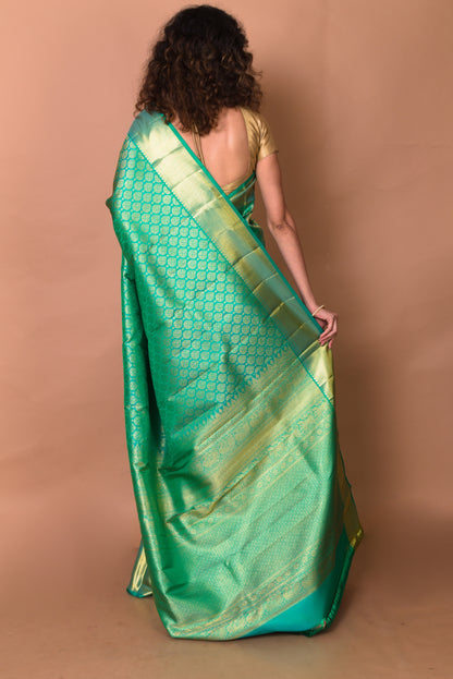 Kanchipuram Silk Brocade Sea Green Saree