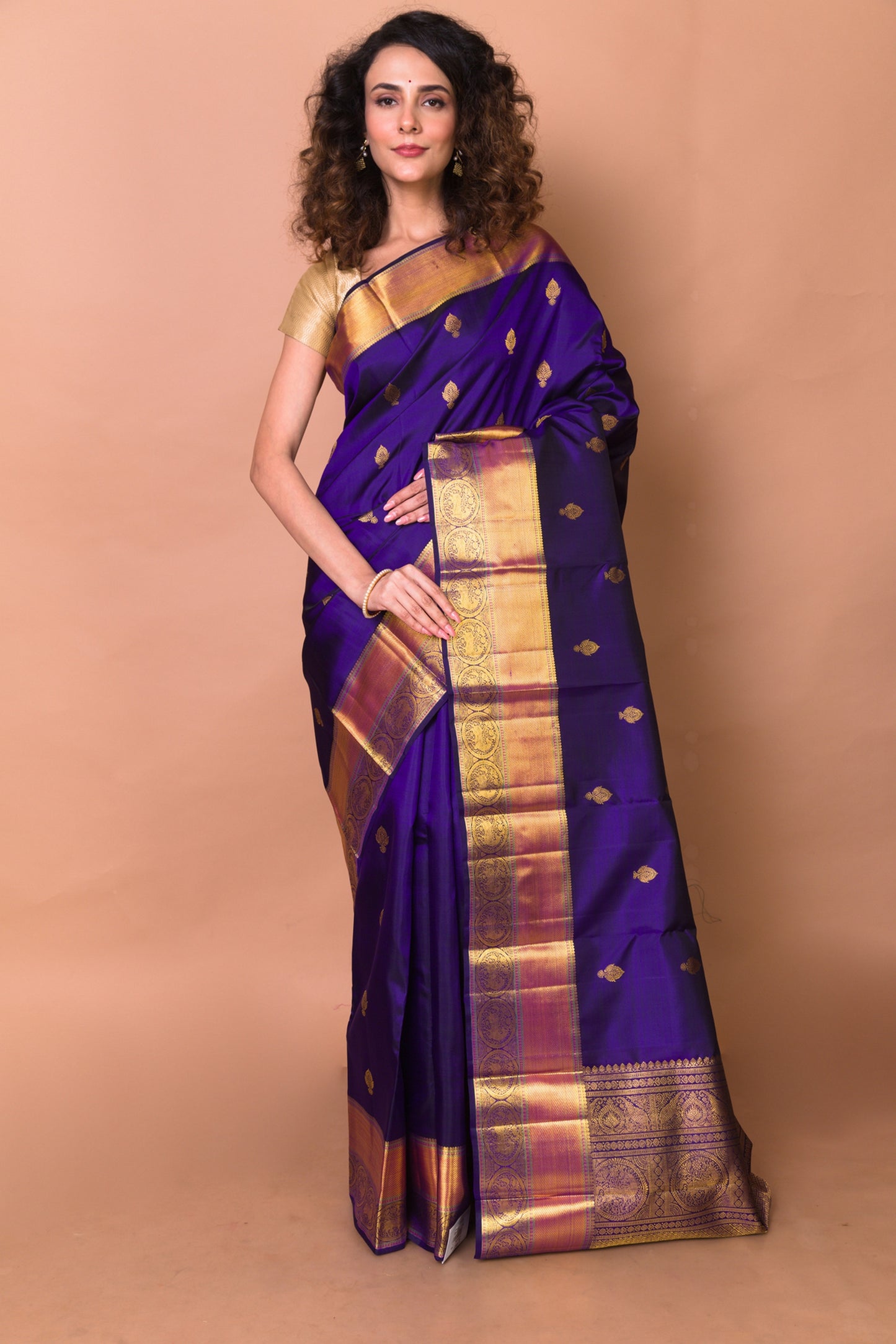 Kanchipuram Silk Butta Violet Saree