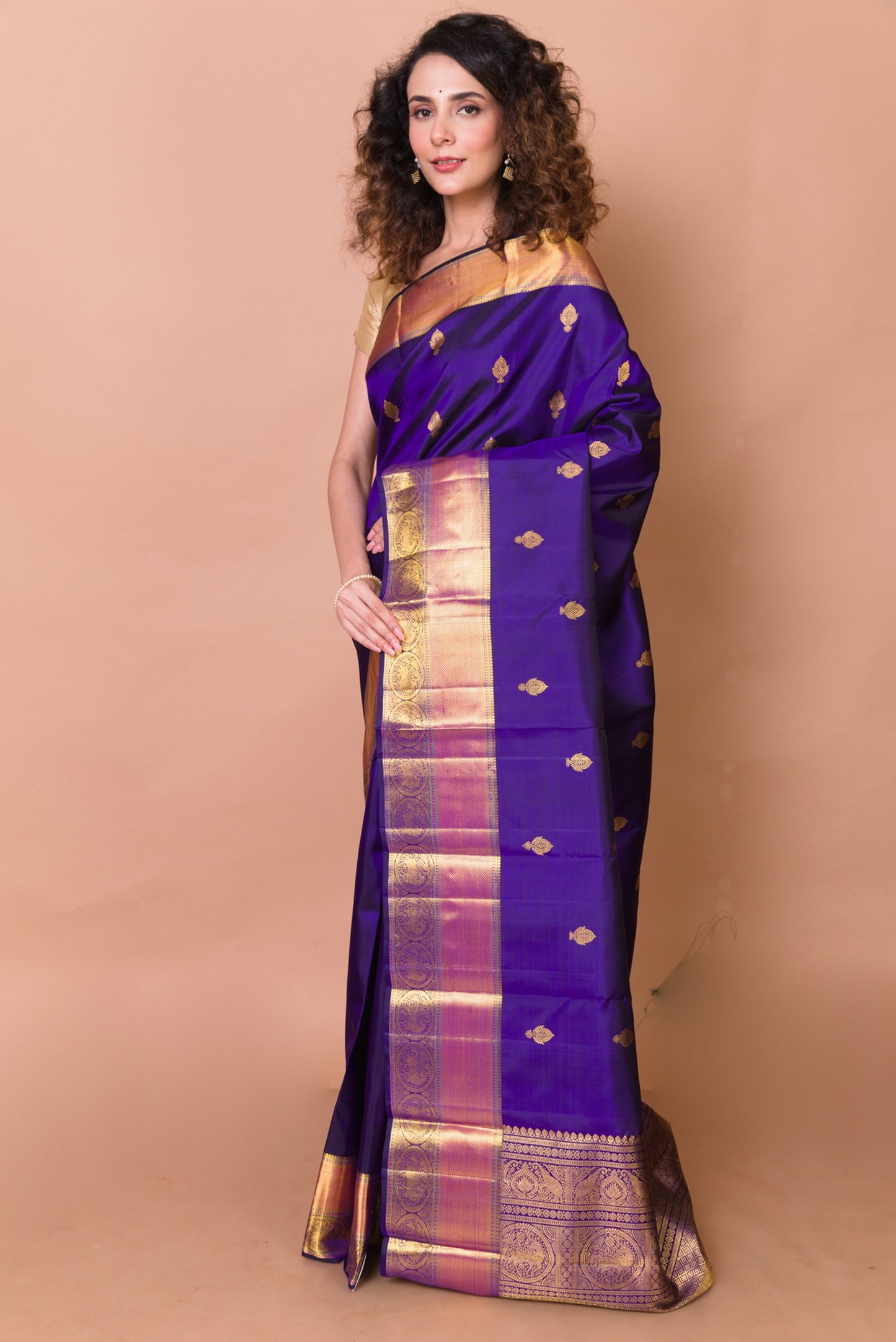 Kanchipuram Silk Butta Violet Saree