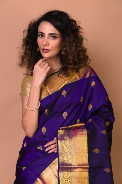 Kanchipuram Silk Butta Violet Saree