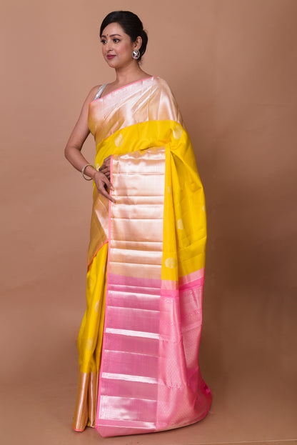 Kanchipuram Silk Butta Yellow Saree