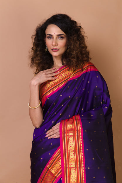 Kanchipuram Silk Butta Dark Blue Saree