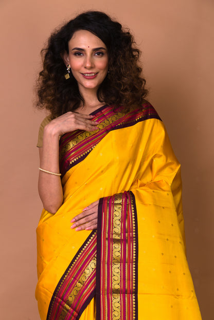 Kanchipuram Silk Butta Yellow Saree