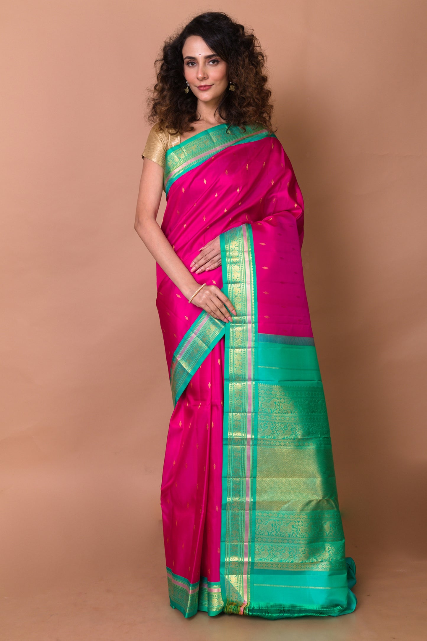 Kanchipuram Silk Butta Pink Saree