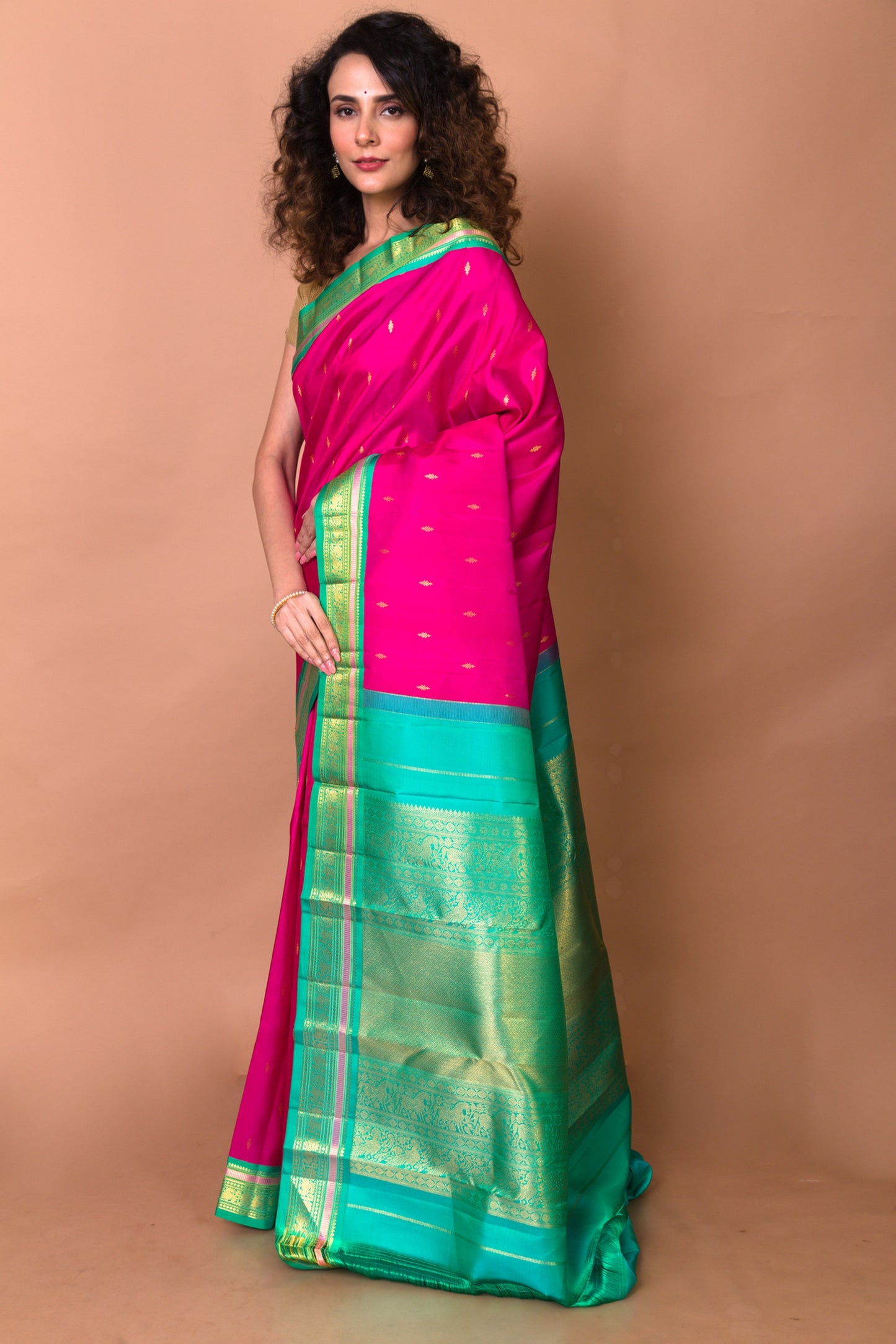 Kanchipuram Silk Butta Pink Saree