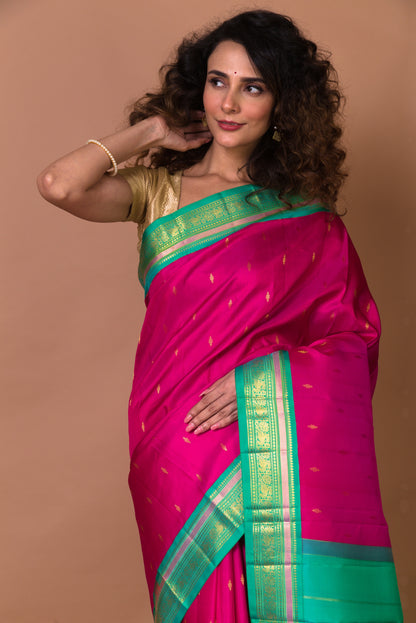 Kanchipuram Silk Butta Pink Saree