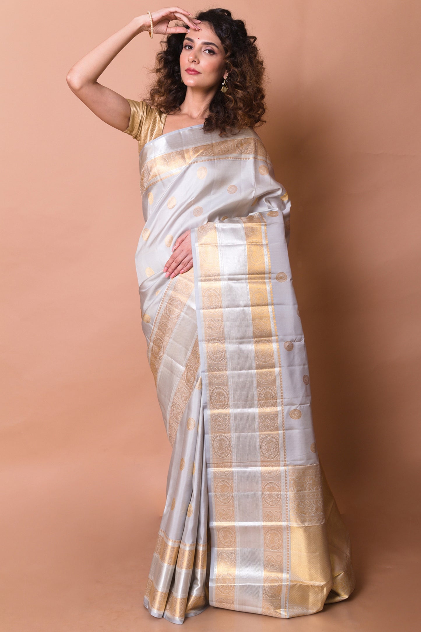 Kanchipuram Silk Butta Grey Saree