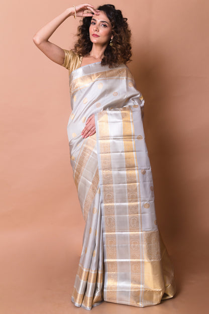 Kanchipuram Silk Butta Grey Saree