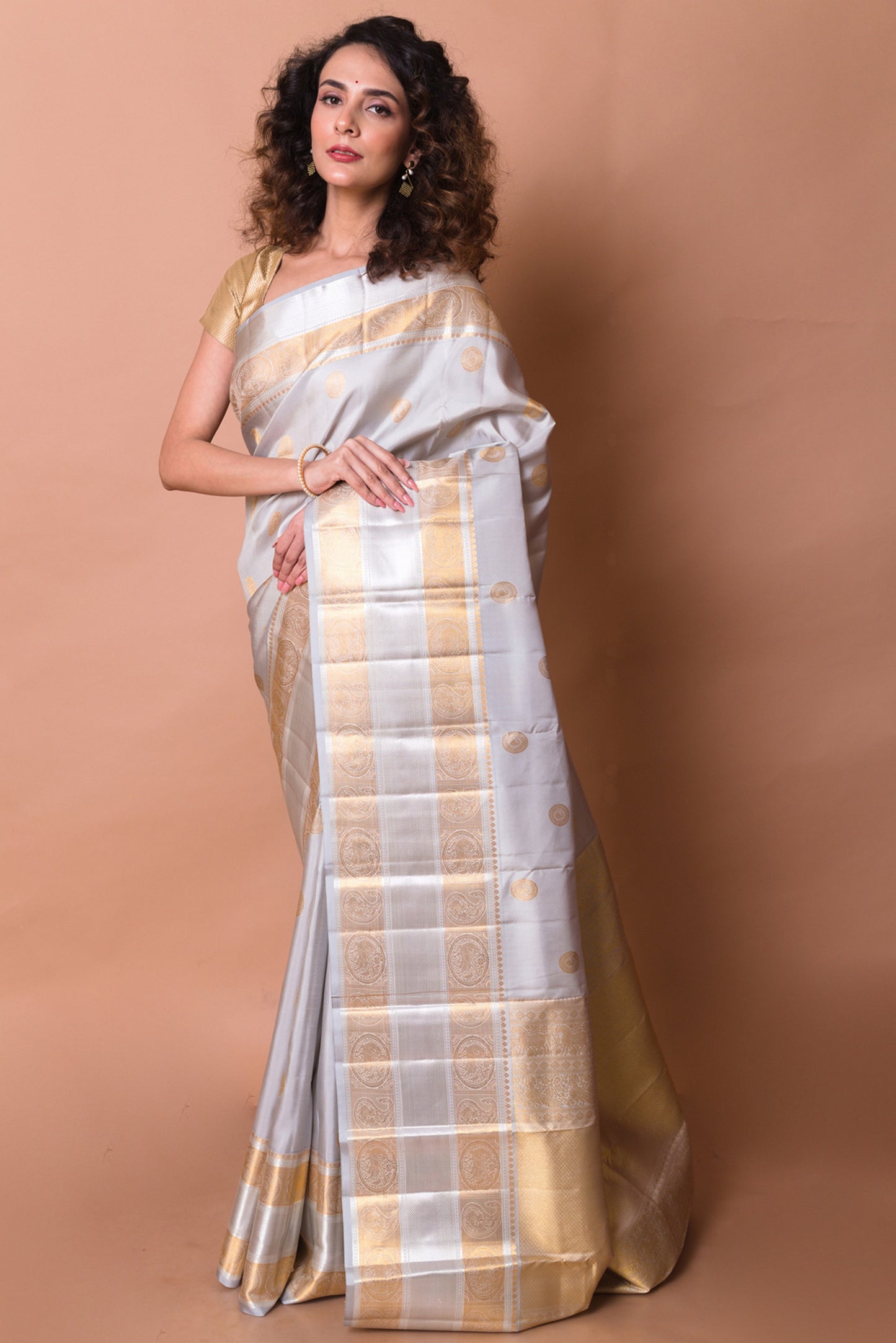Kanchipuram Silk Butta Grey Saree