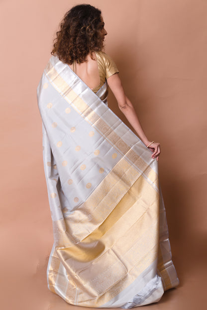 Kanchipuram Silk Butta Grey Saree
