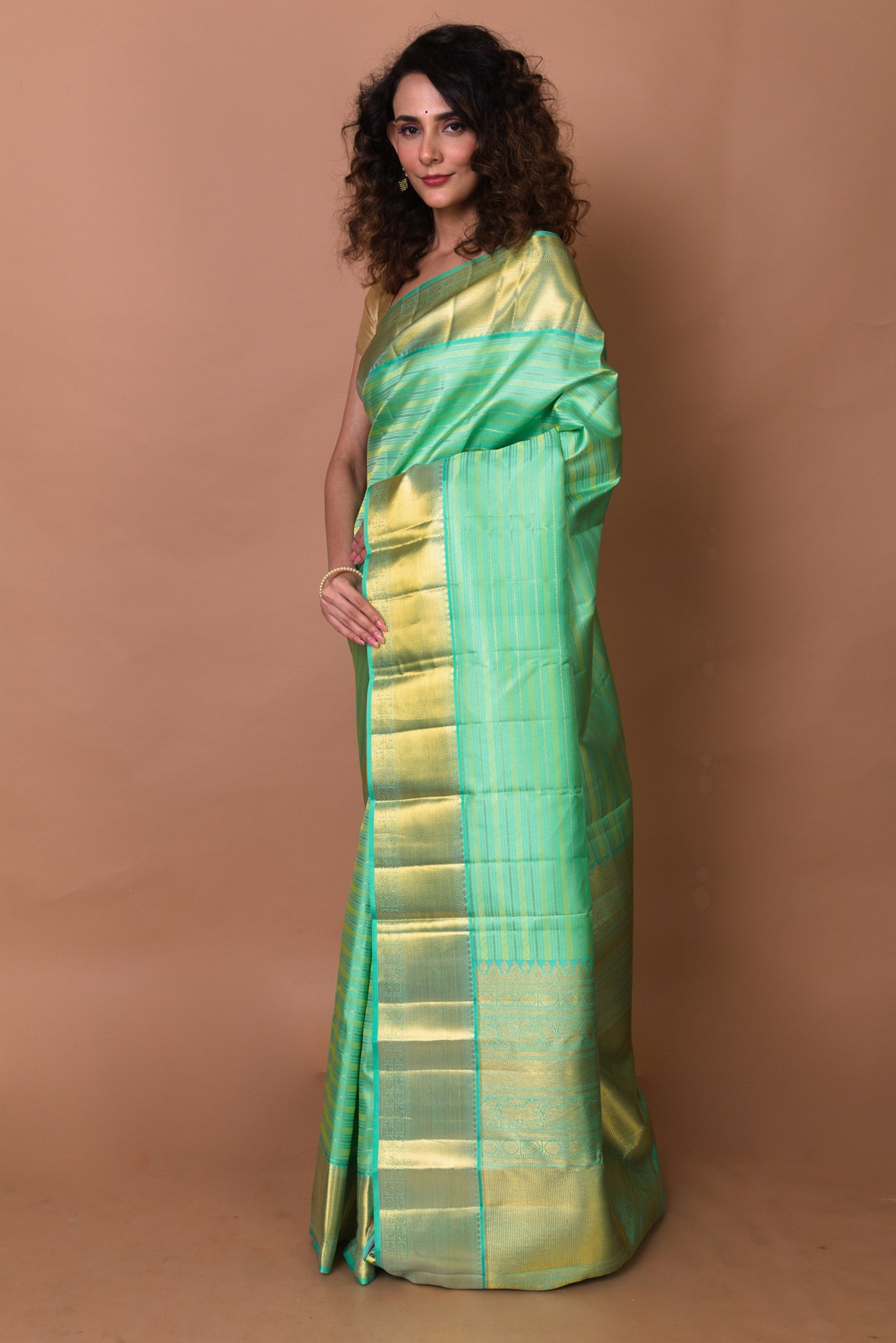 Kanchipuram Silk Jacquard Sea Green Saree