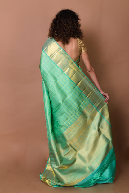 Kanchipuram Silk Jacquard Sea Green Saree