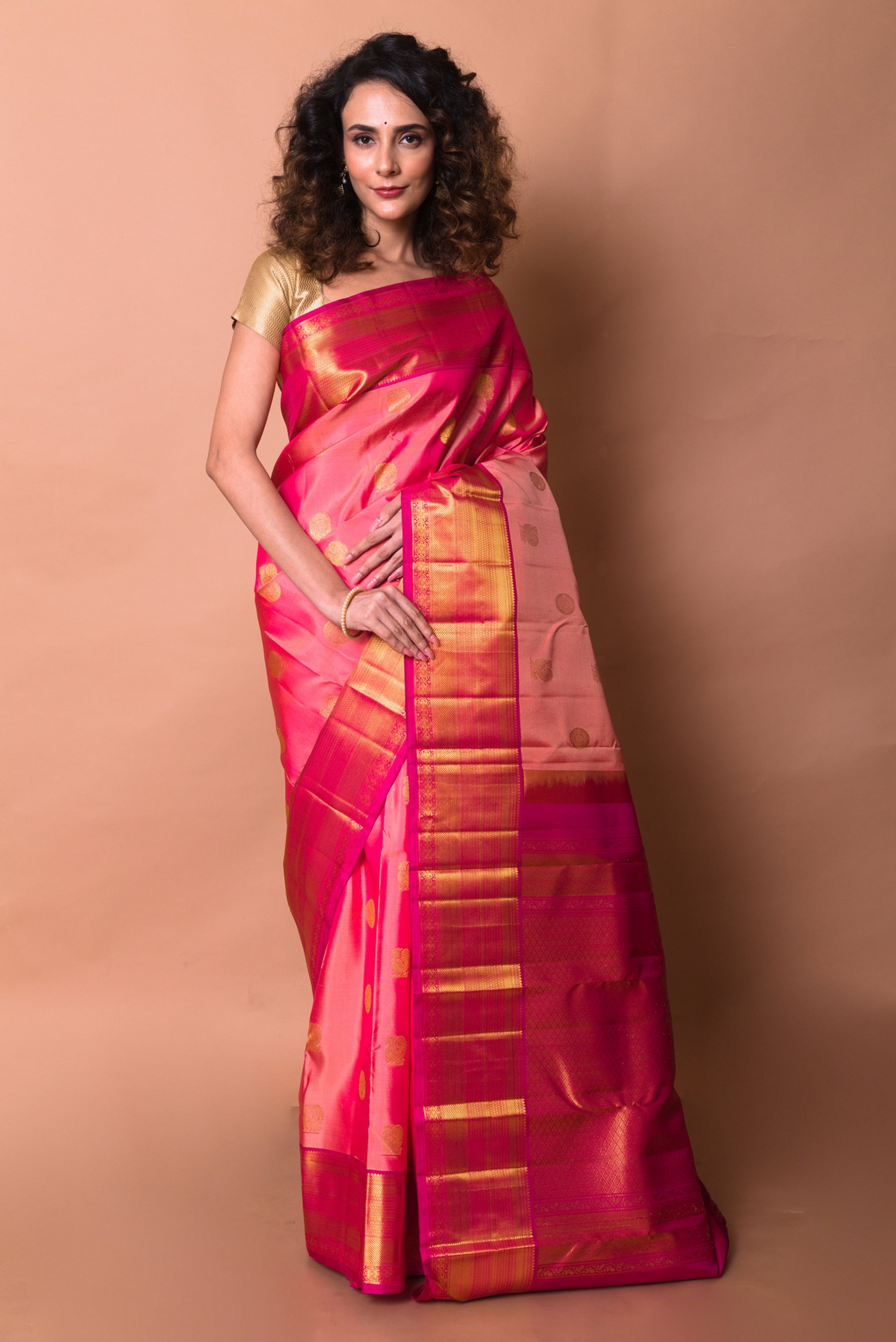 Kanchipuram Silk Butta Pink Saree