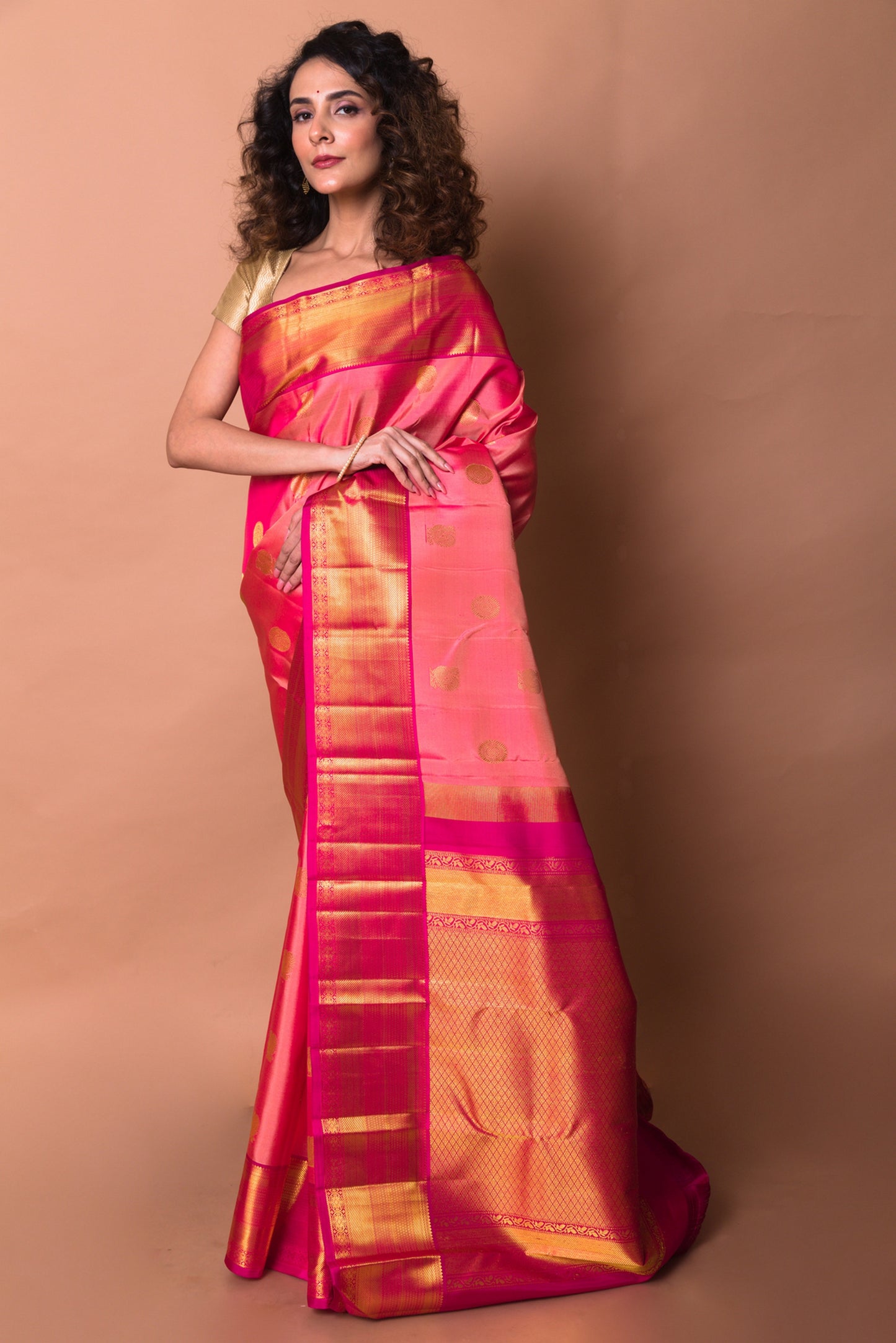 Kanchipuram Silk Butta Pink Saree