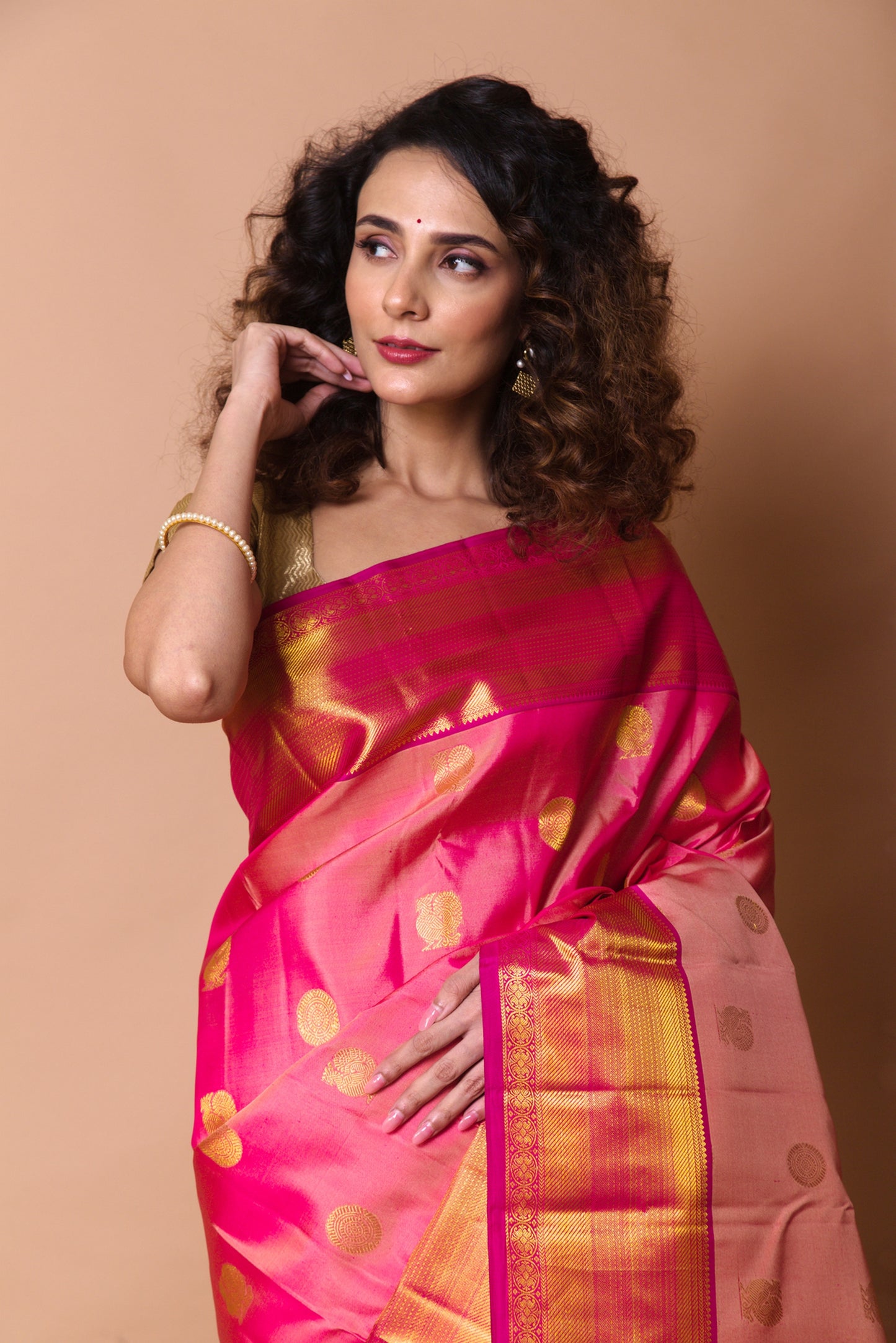 Kanchipuram Silk Butta Pink Saree