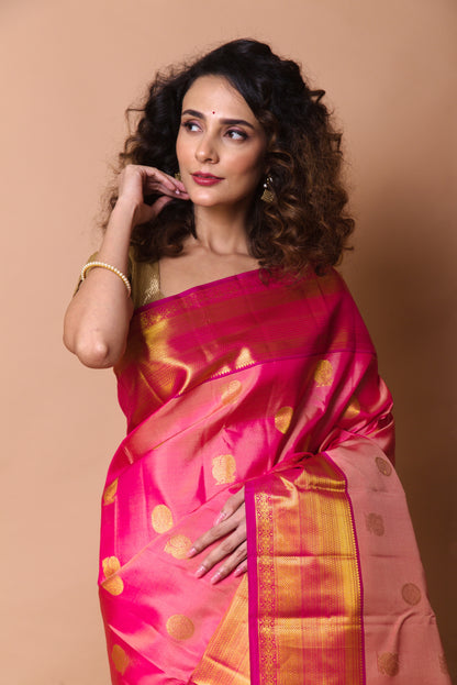 Kanchipuram Silk Butta Pink Saree