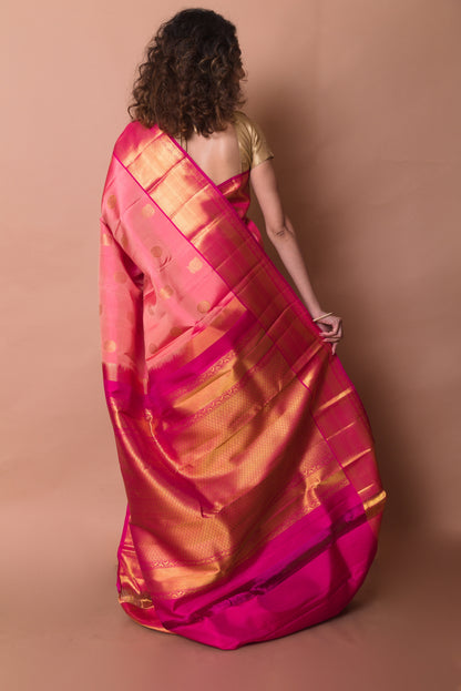 Kanchipuram Silk Butta Pink Saree