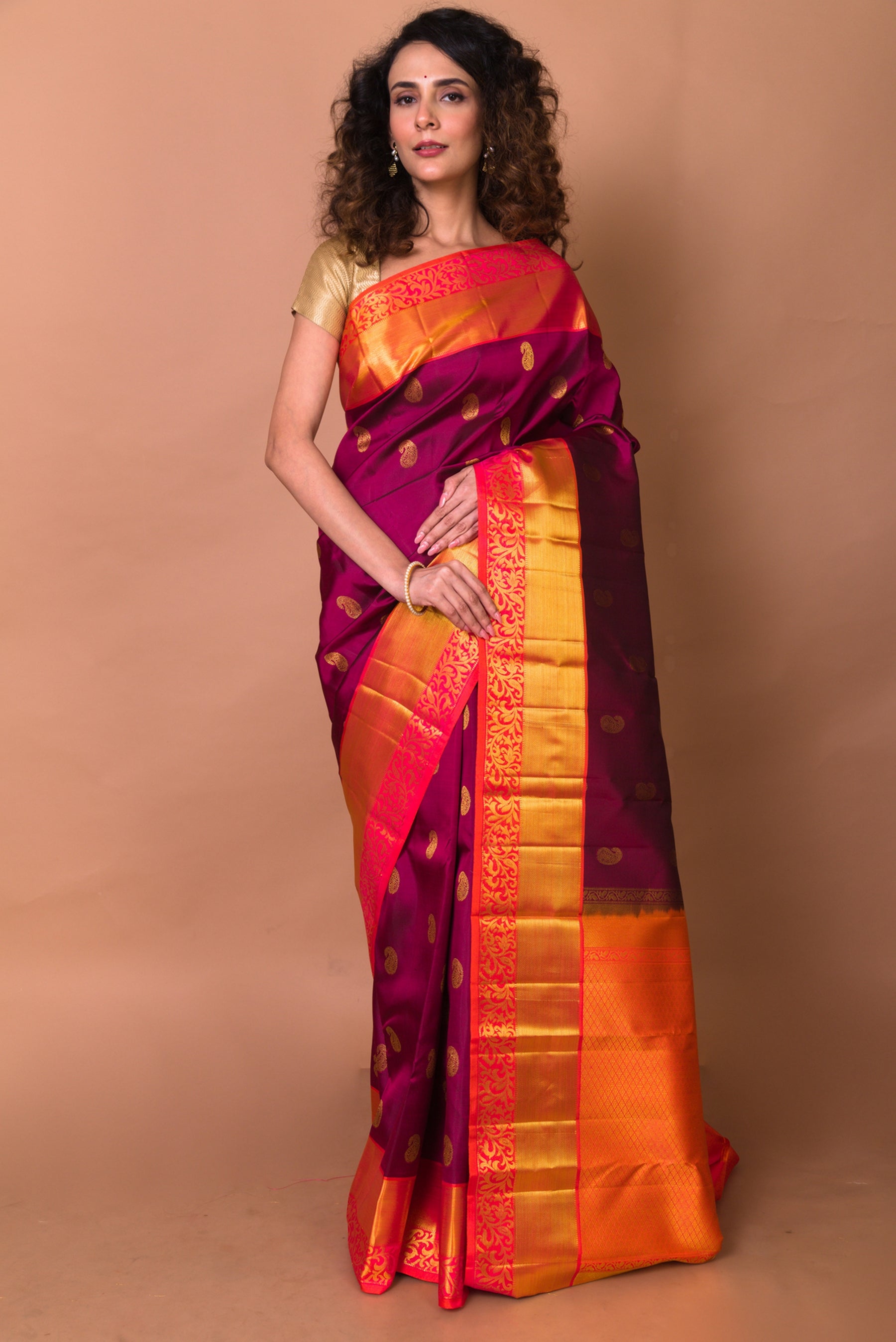 Kanchipuram Silk Butta Purple Saree