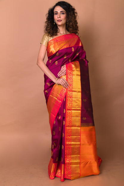 Kanchipuram Silk Butta Purple Saree