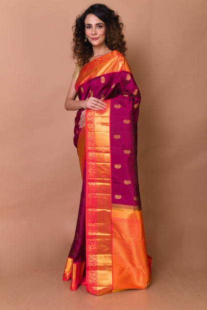Kanchipuram Silk Butta Purple Saree