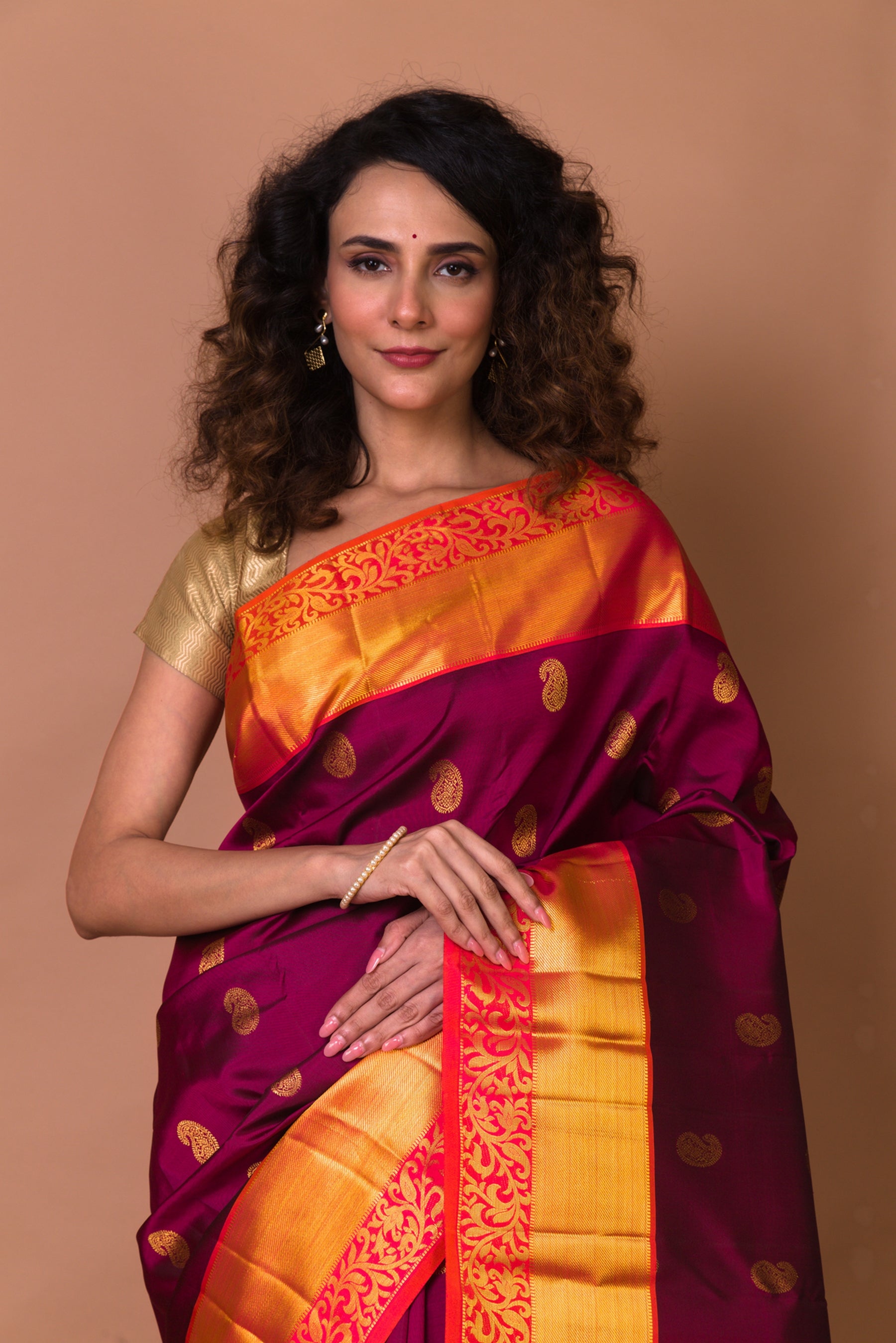 Kanchipuram Silk Butta Purple Saree