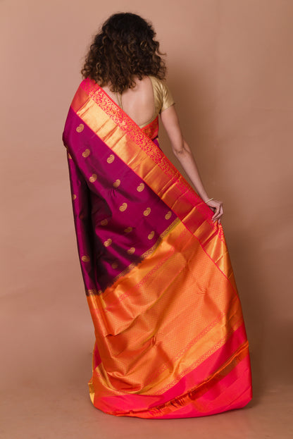 Kanchipuram Silk Butta Purple Saree