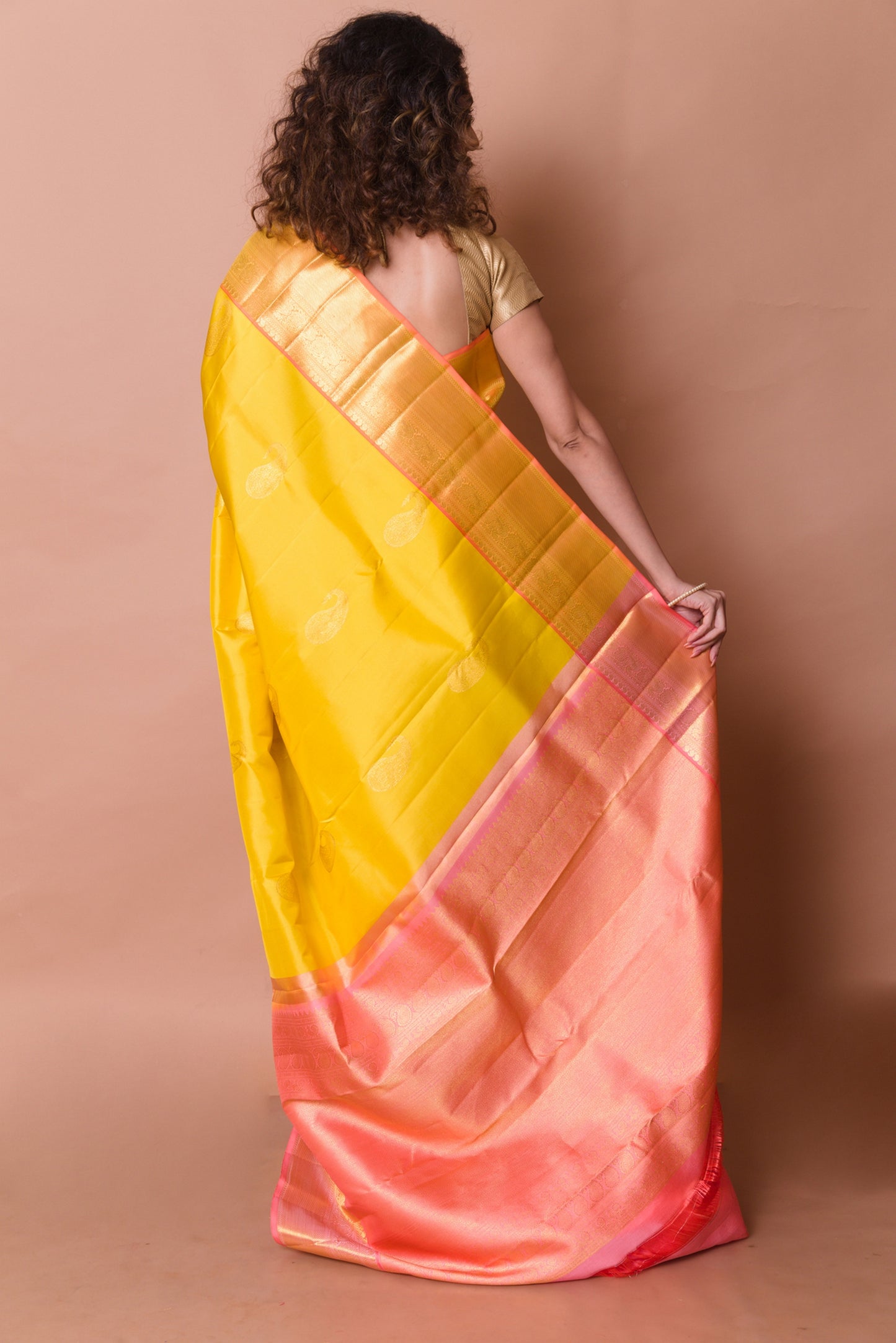Kanchipuram Silk Butta Yellow Saree