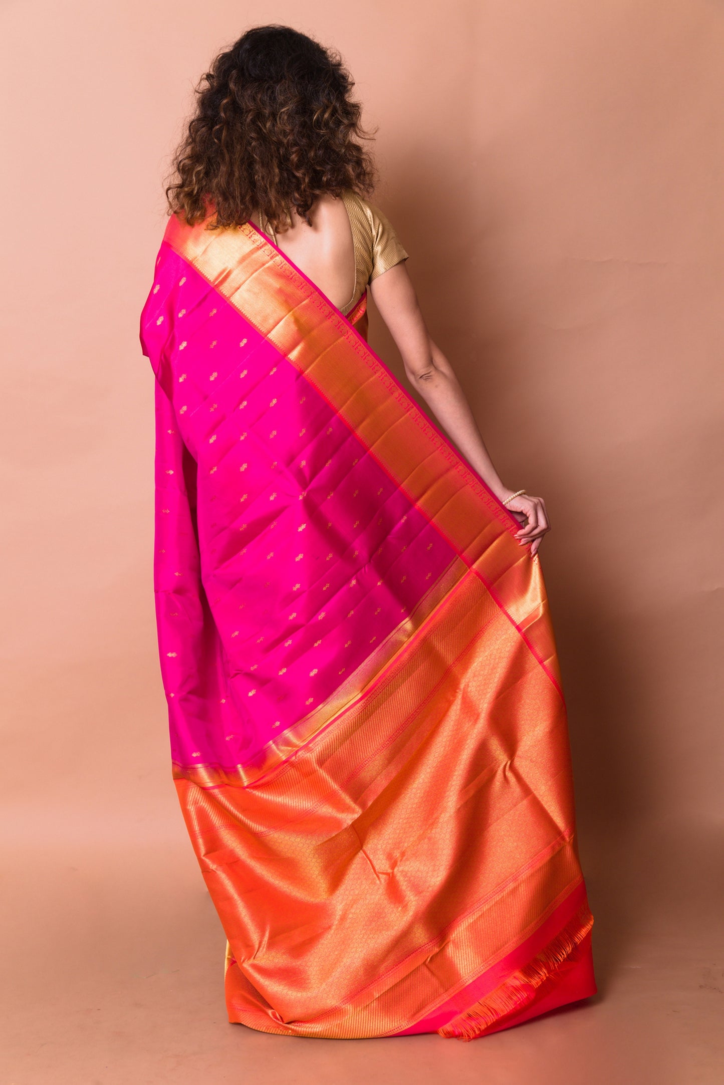 Kanchipuram Silk Butta Magenta Pink Saree