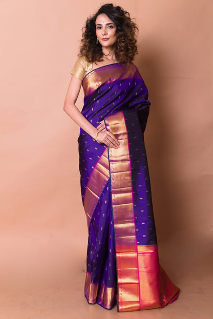 Kanchipuram Silk Butta Violet Saree