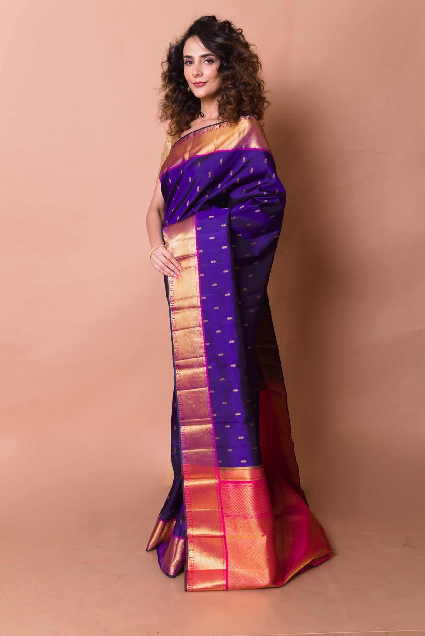 Kanchipuram Silk Butta Violet Saree
