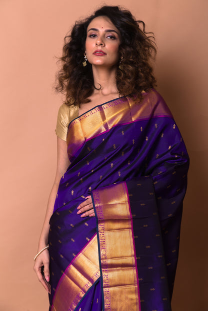 Kanchipuram Silk Butta Violet Saree