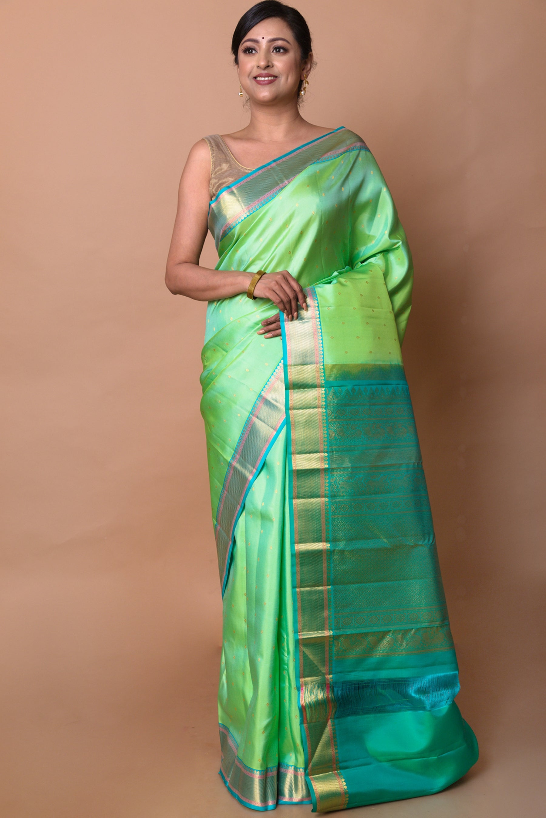 Kanchipuram Silk Butta Green Saree