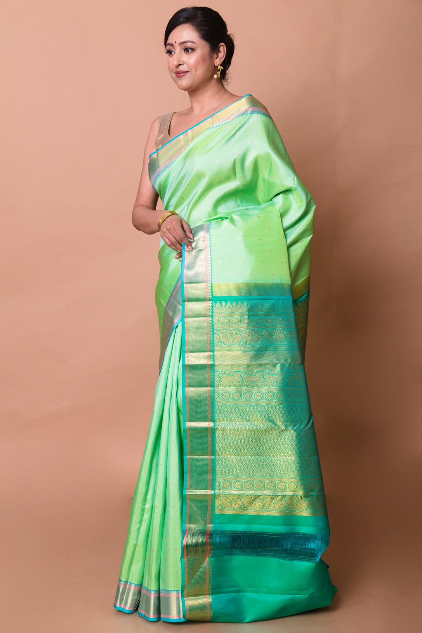 Kanchipuram Silk Butta Green Saree