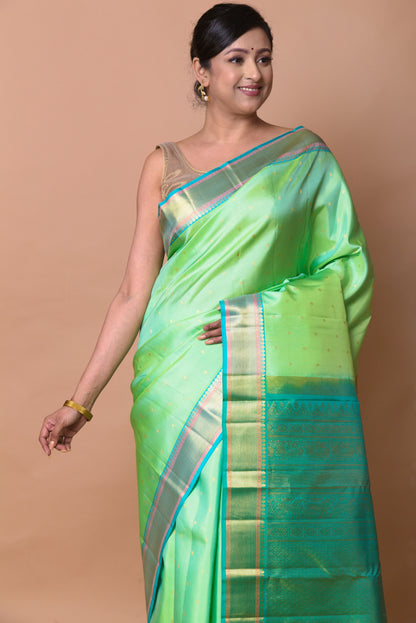 Kanchipuram Silk Butta Green Saree