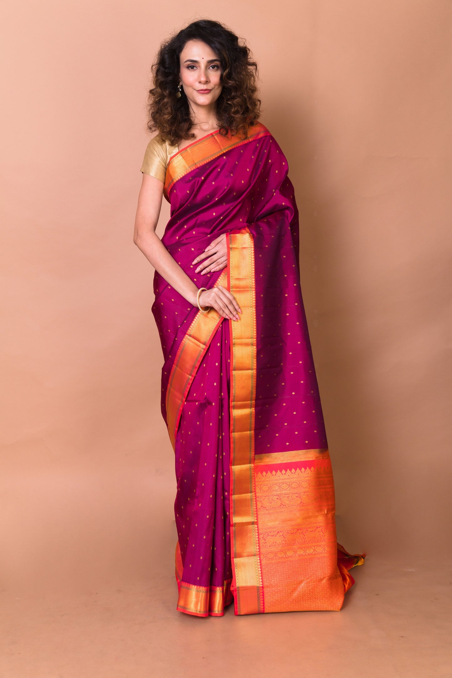 Kanchipuram Silk Butta Purple Saree