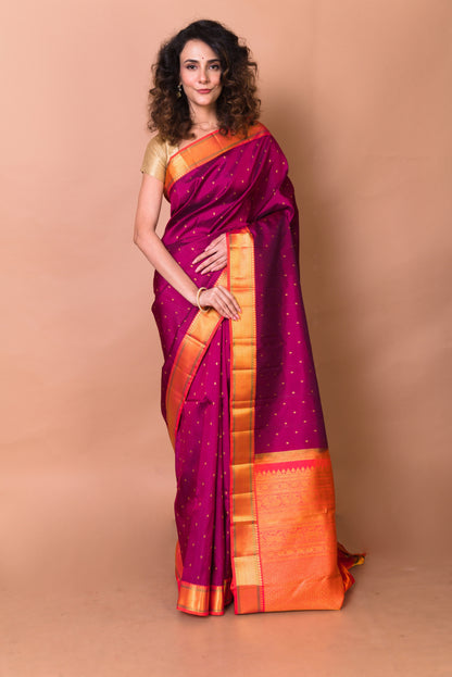Kanchipuram Silk Butta Purple Saree