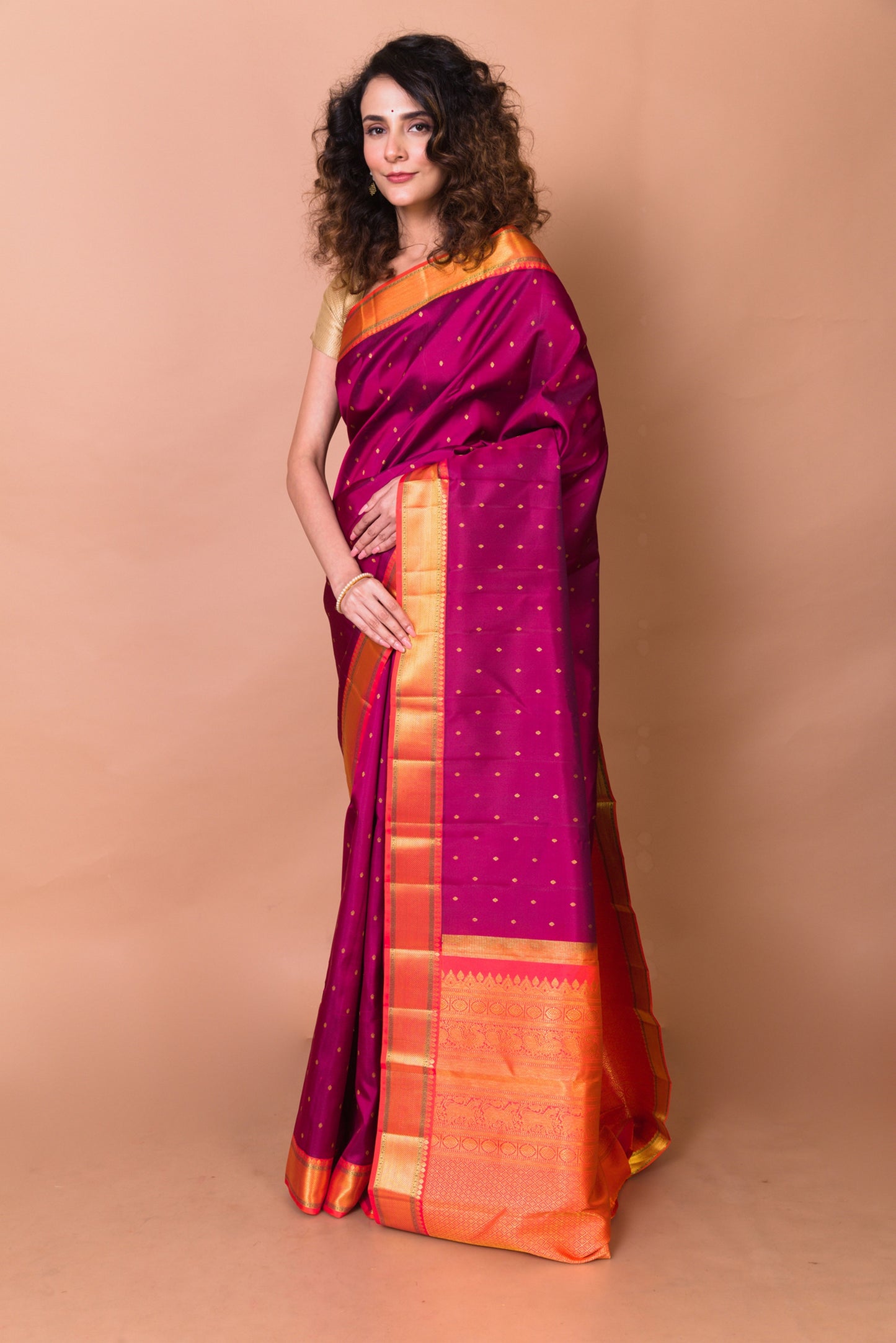 Kanchipuram Silk Butta Purple Saree