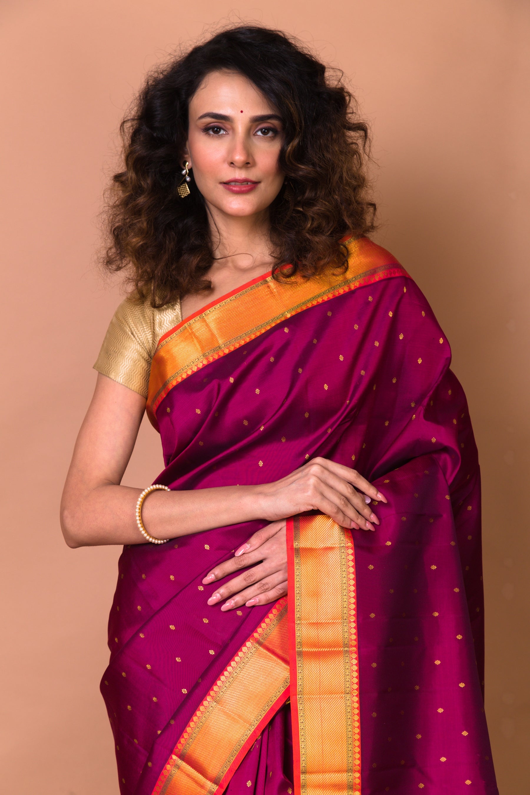 Kanchipuram Silk Butta Purple Saree